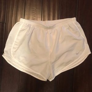 All white Nike Dri-fit Shorts